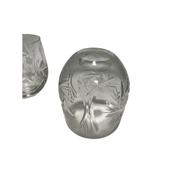 Vintage Crystal Stemless Wine Drinking Glasses Pinwheel Star of David Set of 3 - Picture 6 of 6